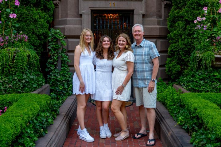 a person standing in front of a building